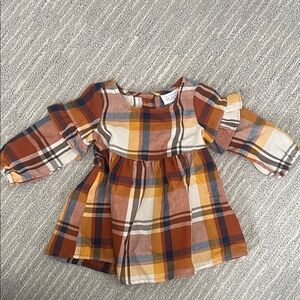 NWOT Baby Girl Plaid Long Sleeve Dress: 3-6 months